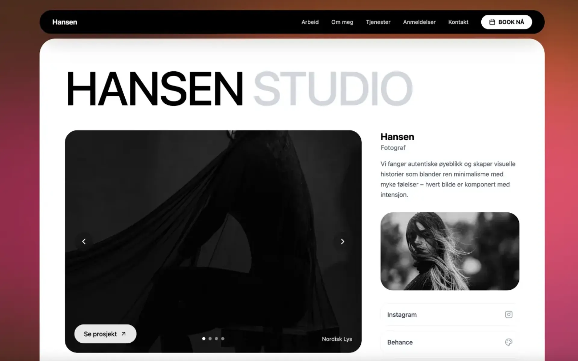 Eksempel på nettside laget med Nettify - mal 10