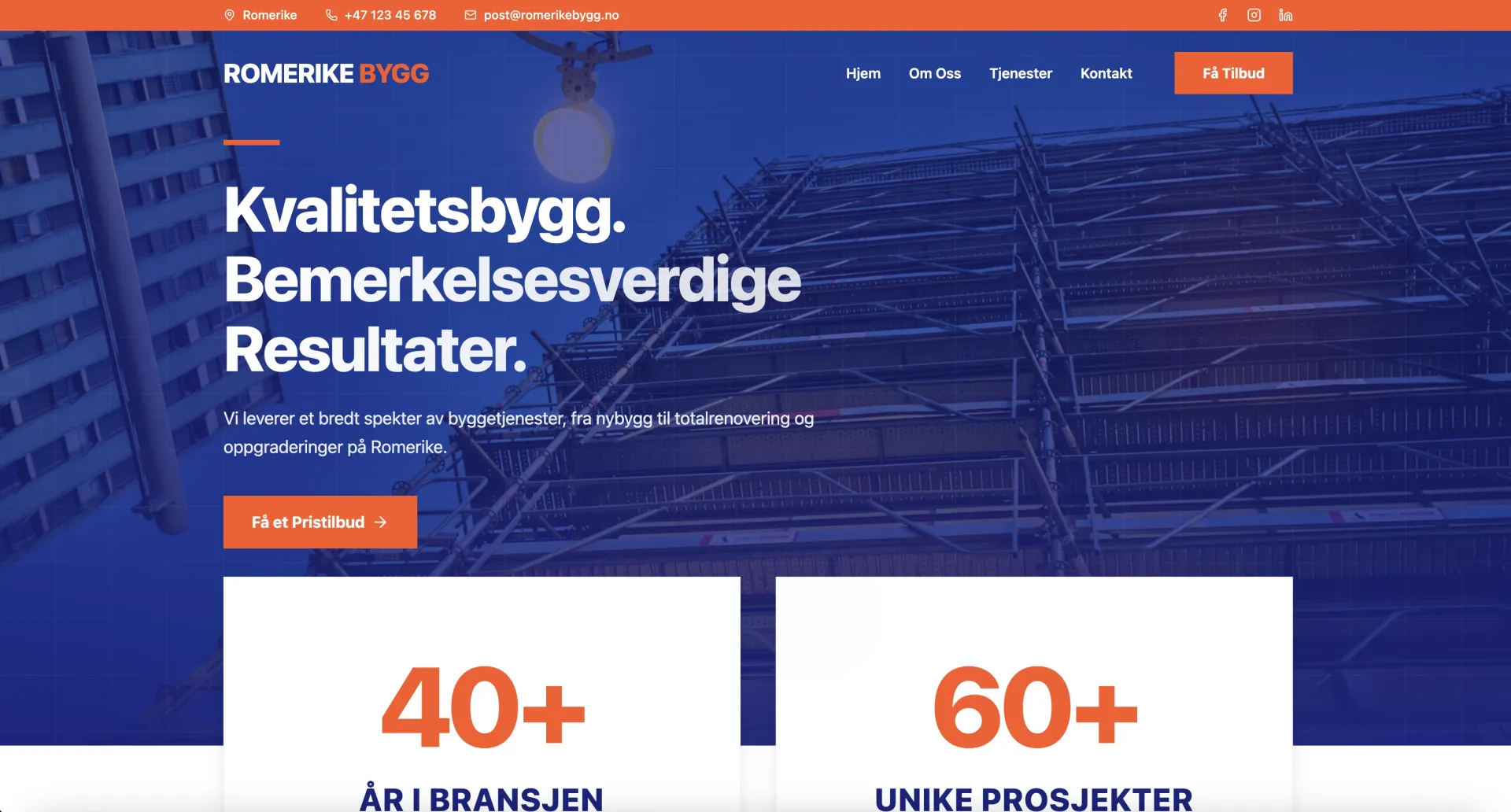 Eksempel på nettside laget med Nettify - mal 11